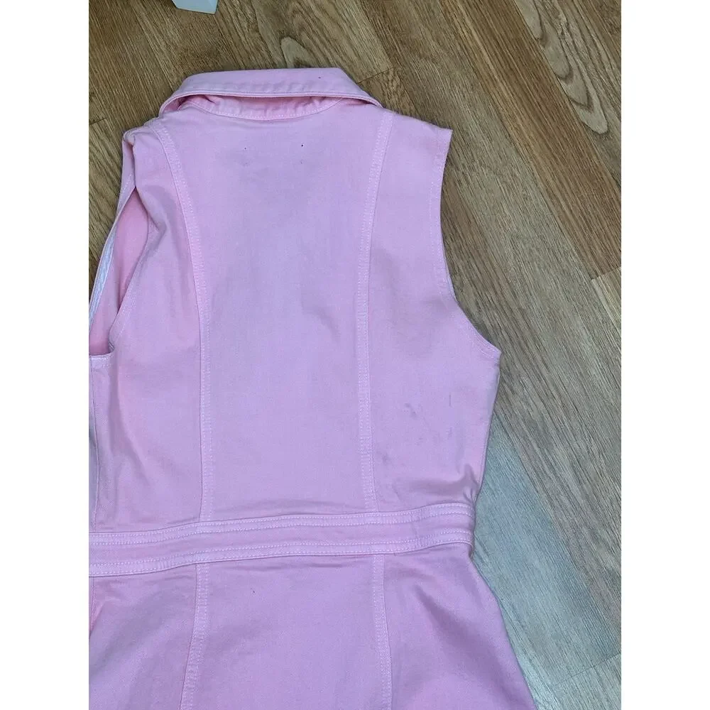 Ramy Brook Katalina Coated Denim Utility Minidress Pink sz 26
